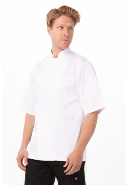 Chef Works Mens Marche Jacket Short Sleeved Coat Top Polycotton Cloth Uniform 